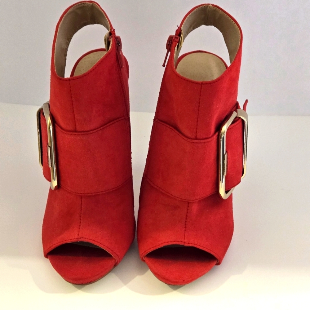 JustFab Red Open toe Stiletto Bootie Women's 7